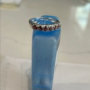 Elegant Silver and Red Gemstone Ring